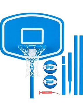 Above Ground Pool Basketball Game with 2 Balls & Pump - Fun Summer Water Sport